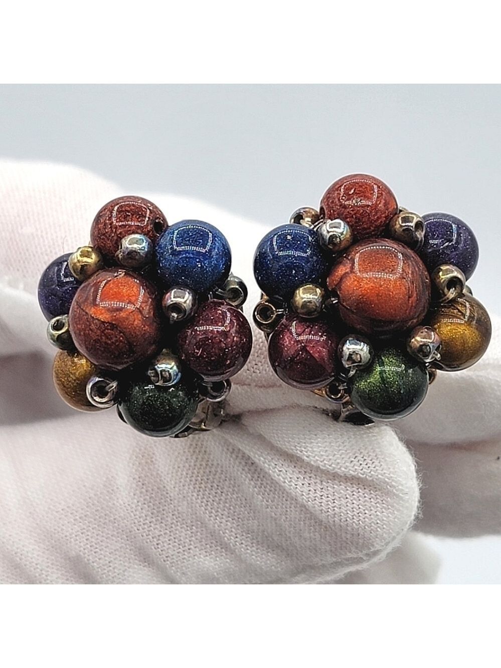 Vintage Multicolor Bead Earrings #2300